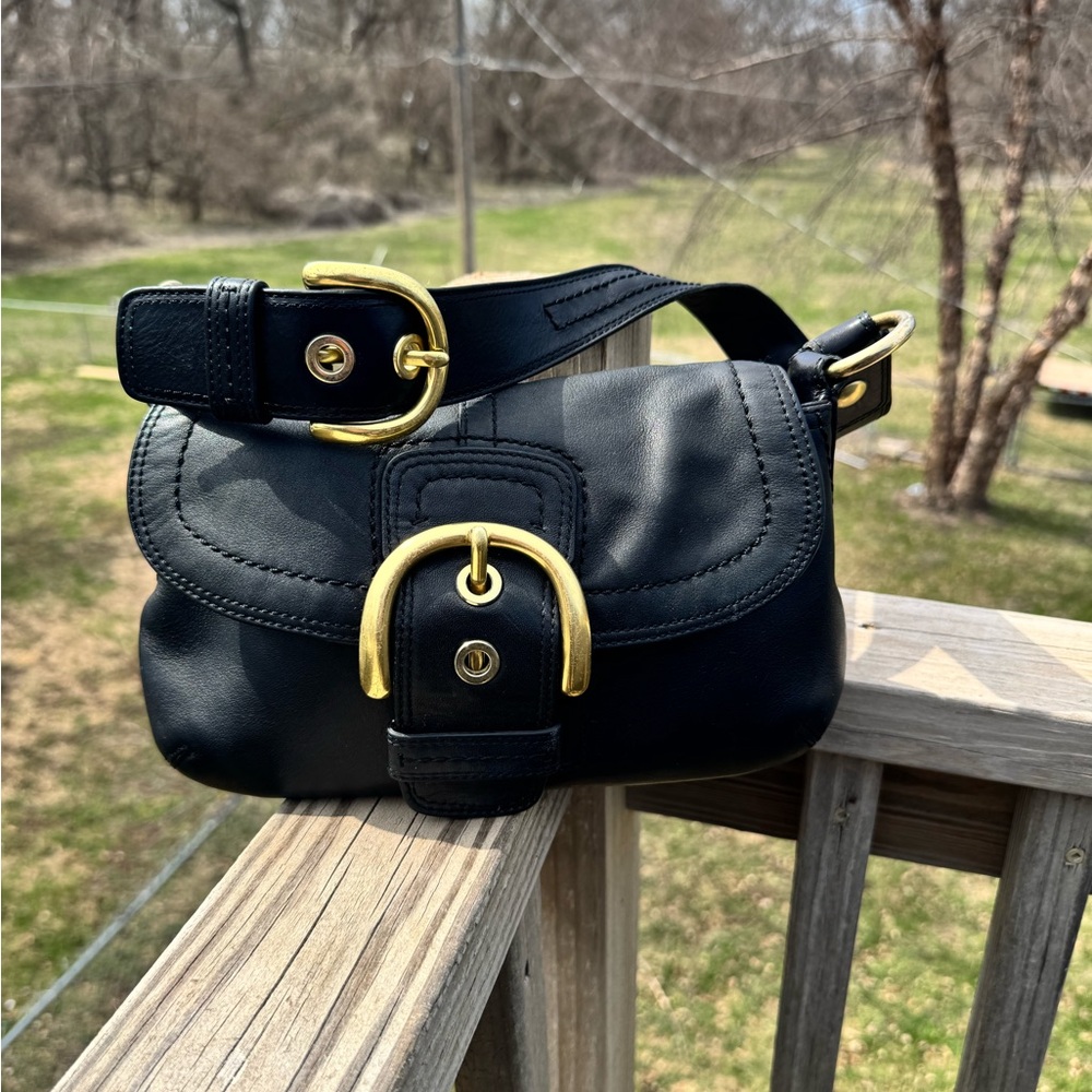 Y2K Coach black Soho with brass hardware